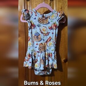 Bums & Roses Blue Pancake Print Kids One Piece